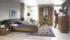 Lit coffre avec boîte de rangement, recouvert de tissu Velvet Gris / Rustic Oak