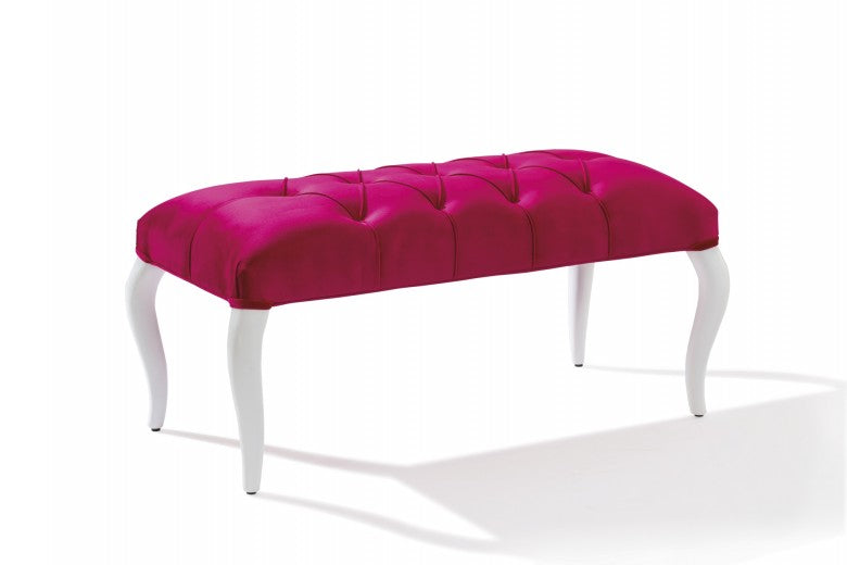 Banquette rembourrée en tissu, avec pieds en bois Rose Rose, l90xA44xH44 cm