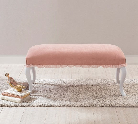 Banc rembourré en tissu et pieds en bois Dream Salmon, l92xA43xH45 cm