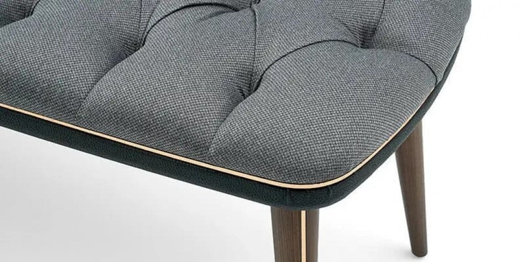 Banquette rembourrée en tissu et cuir écologique Diamond gris foncé / noir, l140xA45xH44 cm