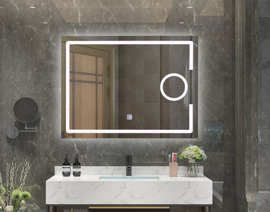 BATHZONE, Miroir de salle de bain Daflin 11 avec éclairage LED et capteur tactile, IP44, 6500K, 1750LM, Rectangulaire L80xH60 cm