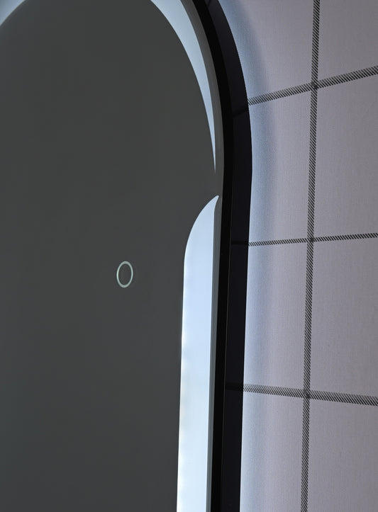 BATHZONE, Miroir de Salle de Bain Slim 07 avec Éclairage Led et Capteur Tactile, IP44, 6500K, 2060LM, Ovale L50xH150 cm