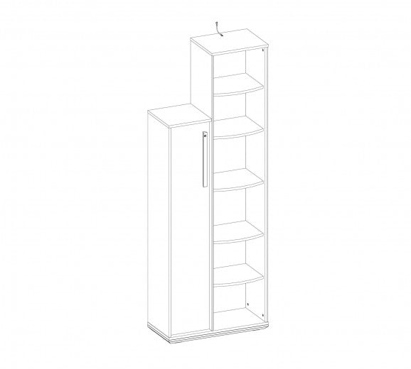 Bibliothèque en palette avec 1 porte pour les jeunes, garçons 12-24 ans, Trio Natur / Bleu, l69xA32xH192 cm