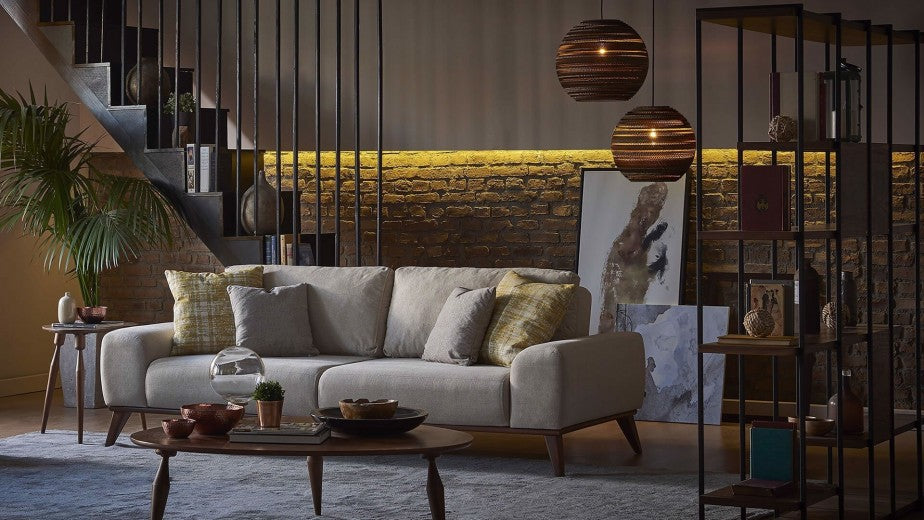 Bibliothèque Terra en bois naturel / noir et métal, l170xA35xH180 cm