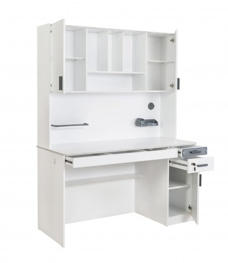 Bibliothèque suspendue en bois avec 2 portes pour jeune Blanc Large, l136xA28xH104 cm