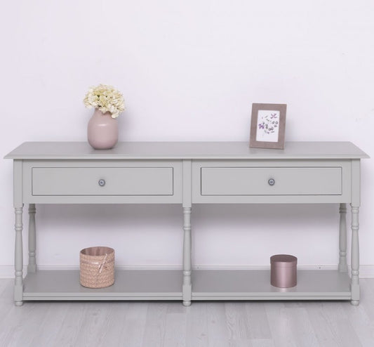 Armoire en bois de sapin, avec 2 tiroirs, Pasy PS29, p013 peint en gris, L180XA45XH76 CM