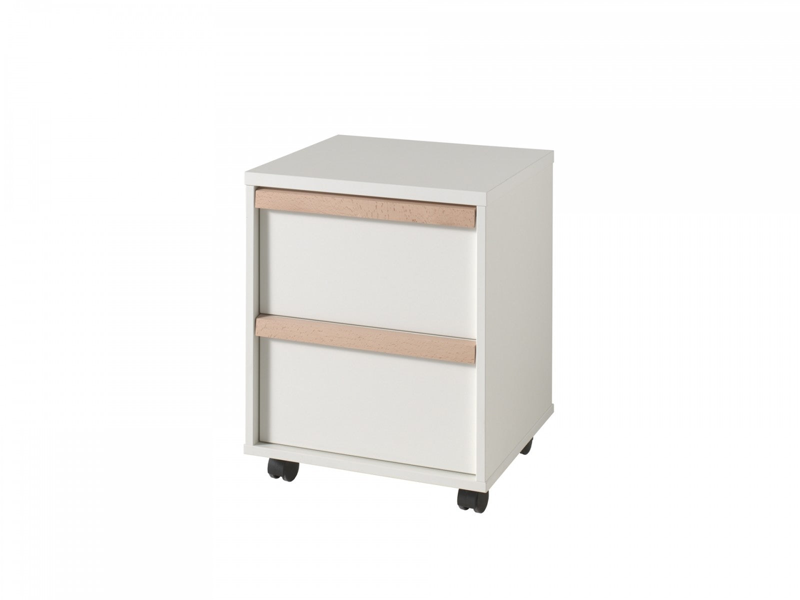 Cabinet PAL sur roues, avec 2 tiroirs, pour enfants, blanc / naturel Londres, L48.1xa44xh60 cm