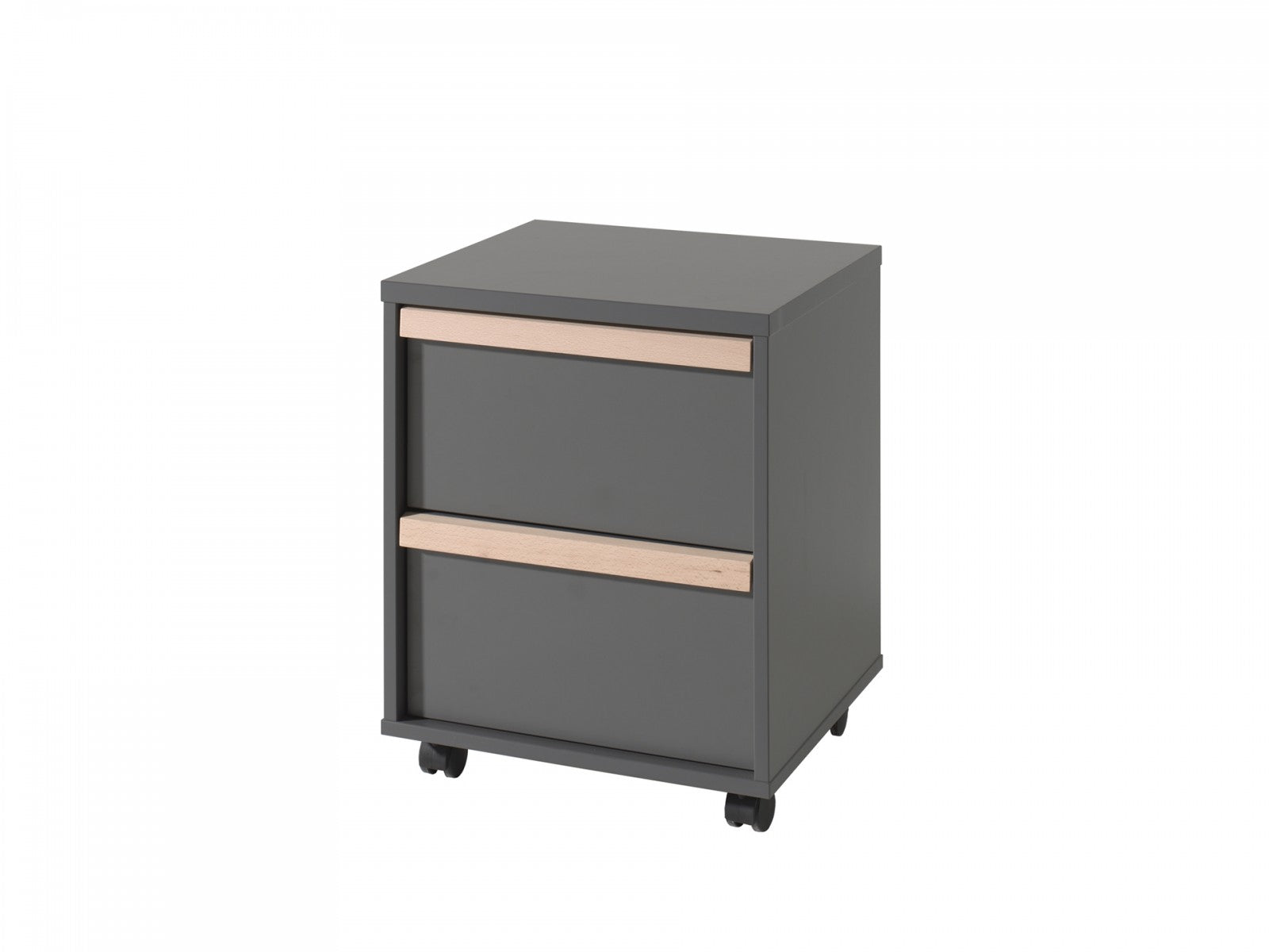 Cabinet PAL sur roues, avec 2 tiroirs, pour enfants, anthracite / Natural London, L48.1xa44xh6 cm