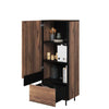 Armoire en bois, avec 1 porte et 1 tiroir, Borga 06, Chêne Catane / Noir, L55xW41xH143 cm