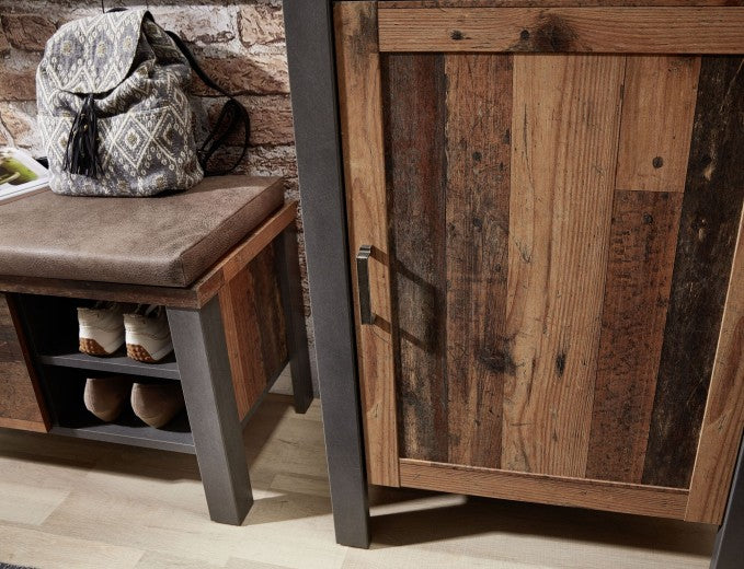 Armoire palette 1 porte et 1 tiroir Chelsea Naturel / Graphite, l69xA40xH105 cm