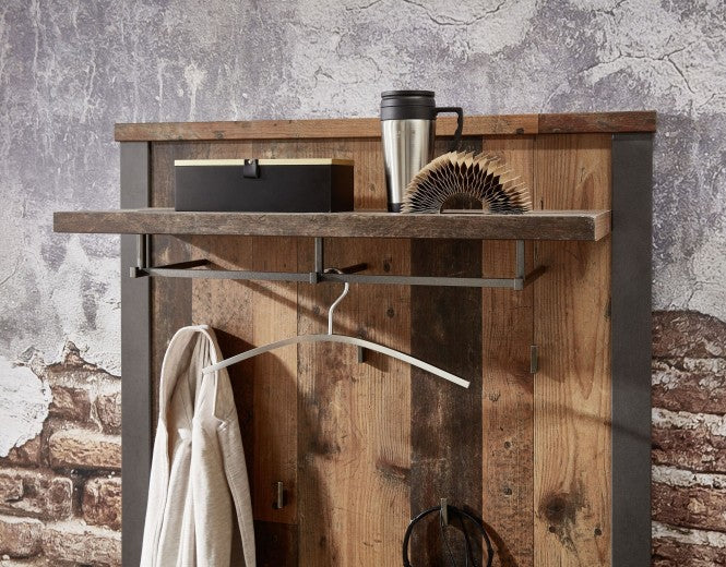 Accroche palette avec étagère Chelsea Natural / Graphite, l94xA30xH110 cm