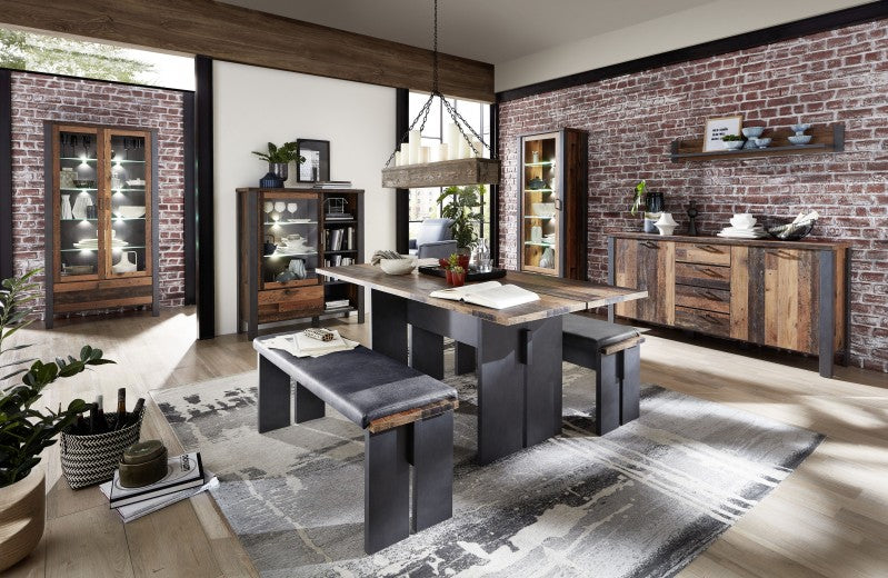 Table Chelsea naturel / aggloméré graphite et MDF, L180xl90xH76 cm