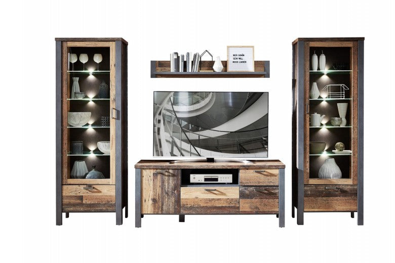 Ensemble de meubles de salon en bois, 4 pièces Chelsea II Naturel / Graphite