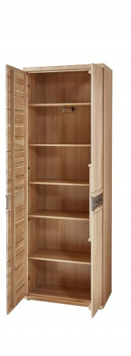 Meuble d'entrée 2 portes placage et bois, Crispin Natur, l71xA39xH202 cm