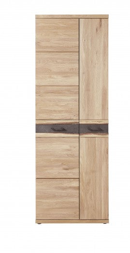 Meuble d'entrée 2 portes placage et bois, Crispin Natur, l71xA39xH202 cm