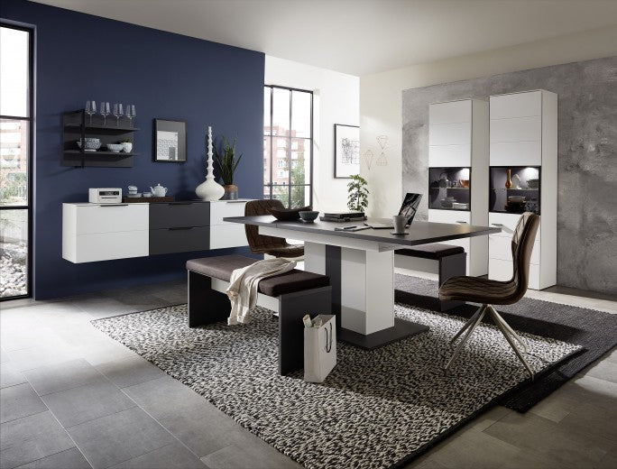 Table extensible en Madeline Graphite / Blanc, L160-210xl90xH76 cm