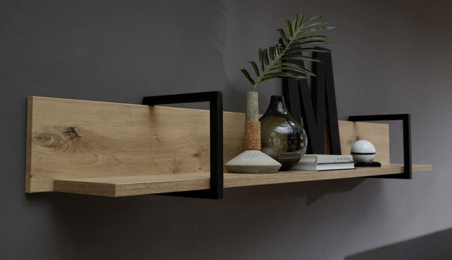 Ensemble de meubles de salon en aggloméré et MDF, 6 pièces Madeline Blanc / Chêne