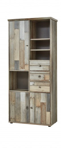 Ensemble de meubles de salon en bois, 4 pièces Bazna Large Natur / Gris foncé