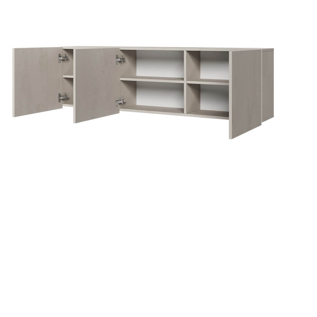 Armoire suspendue en bois à 3 portes, pour enfants et jeunes, Teen Flex TF09 Large, Gris, L150xW27xH45 cm