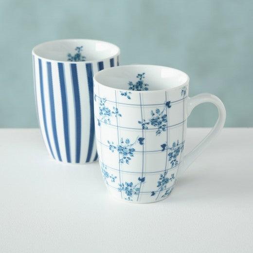 Tasse en porcelaine Marie Blanc / Bleu, Modèles Assortis, 330 ml