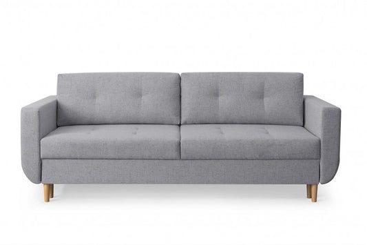 Canapé extensible avec coffre de rangement, tapissé de tissu, 3 places Alva Gris clair, l220xA96xH88 cm