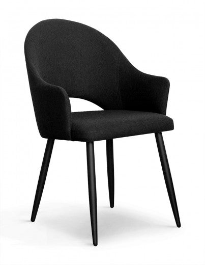 Chaise rembourrée en tissu, avec pieds en métal Goda Noir, l54xA58xH87 cm