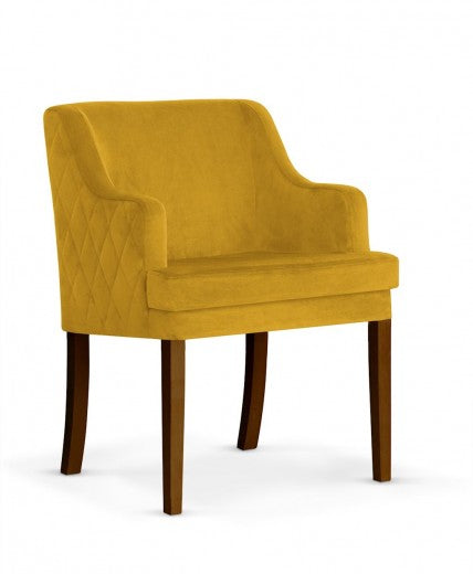 Fauteuil fixe rembourré en tissu, avec pieds en bois Grand Honey / Noyer, l58xA60xH89 cm