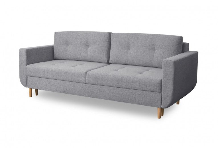 Canapé extensible avec coffre de rangement, tapissé de tissu, 3 places Alva Gris clair, l220xA96xH88 cm
