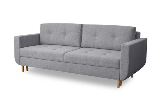 Canapé extensible avec coffre de rangement, tapissé de tissu, 3 places Alva Gris clair, l220xA96xH88 cm