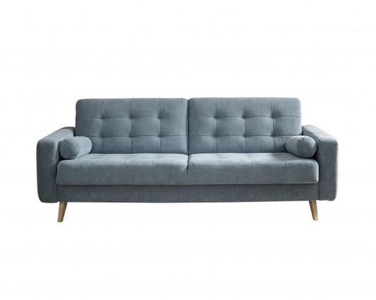 Canapé extensible avec coffre de rangement, recouvert de tissu, 3 places, Ford Bleu, l222xA90xH86 cm