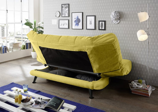 Canapé extensible avec coffre de rangement, tapissé de tissu, 3 places Ikaris 2 Mustariu, l208xA98xH102 cm
