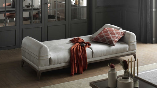 Canapé-lit rembourré en tissu, 3 places Bella Velvet Bleu marine, l236xA90xH80 cm
