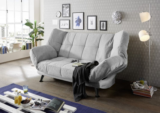 Canapé extensible avec coffre de rangement, tapissé de tissu, 3 places Ikaris 2 Gris, l208xA98xH102 cm