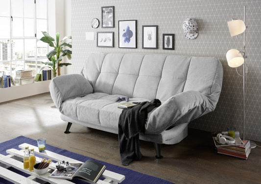 Canapé extensible avec coffre de rangement, tapissé de tissu, 3 places Ikaris 2 Gris, l208xA98xH102 cm