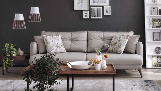 Canapé-lit rembourré en tissu, 3 places Sante Gris, l212xA96xH82 cm