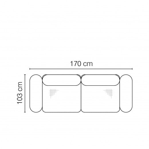 Canapé fixe 2 places, tapissé de tissu, Arezza Gris, l170xA103xH75-95 cm