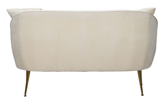 Canapé fixe tapissé de tissu, 2 places Venice Crème / Or, l136xA66xH78 cm