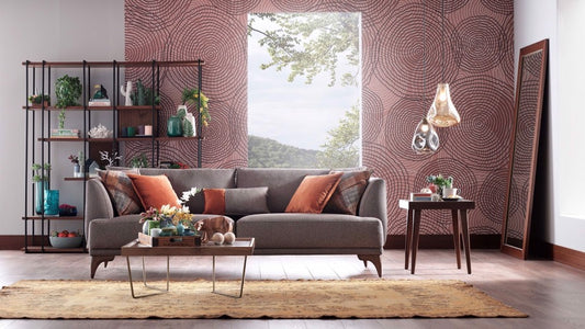 Canapé fixe rembourré en tissu, 3 places Luna Gris, l225xA98xH80 cm