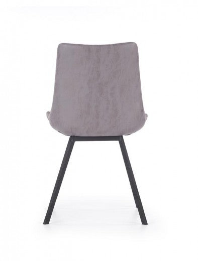 Set de table en MDF et métal Pixel 2 Chêne / Noir + 3 chaises rembourrées avec éco-cuir K279 Gris, Ø120xH76 cm