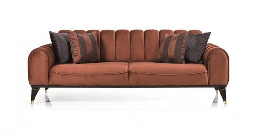 Canapé rembourré en tissu, 3 places, avec fonction sommeil pour 1 personne Linda Caramisu K2, l228xA100xH83 cm