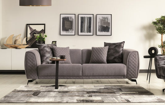 Canapé rembourré en tissu, 3 places, avec fonction sommeil pour 1 personne Platinum Gris K1, l238xA100xH72 cm