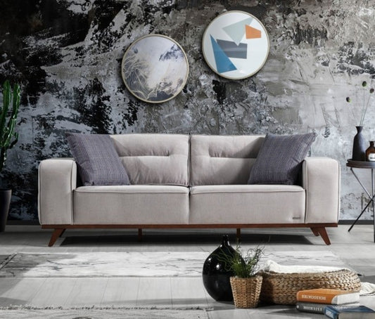 Canapé rembourré en tissu, 3 places, avec mécanisme électrique et fonction sommeil pour 1 personne Oslo Gris K2, l237xA96xH88 cm