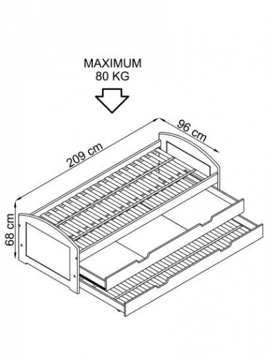 Lit en MDF Laguna Blanc 2, 200 x 90 cm