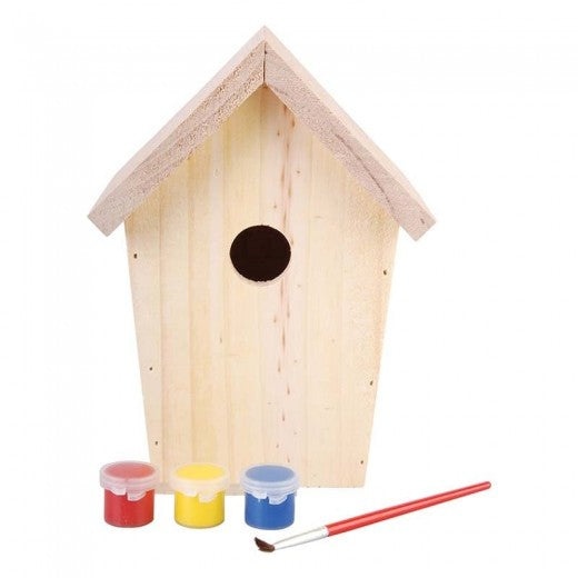 Maison en bois DIY, avec set de peinture, Bemale Natur, L14,8xl11,7xH20 cm