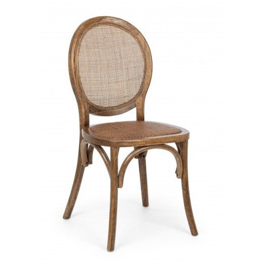 Chaise en bois d'orme, assise en rotin naturel Globo Maro, l45xA53xH93 cm