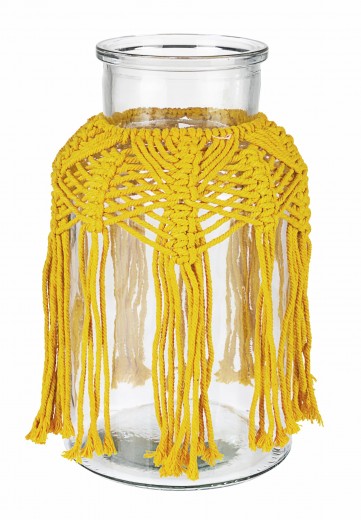 Vase décoratif en verre péruvien jaune, Ø14,5xH25,5 cm