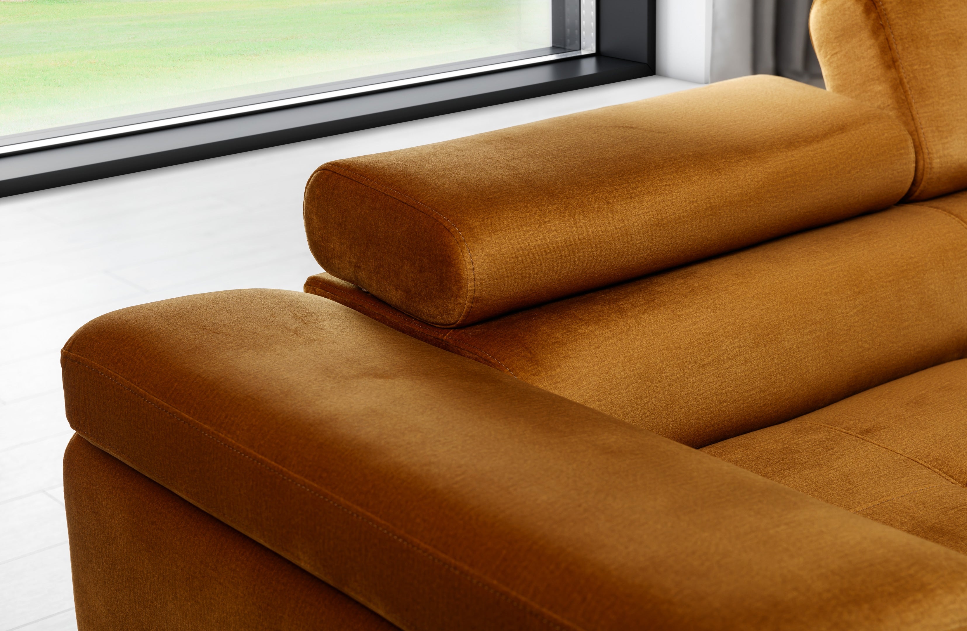 Coltar Extensibil Armandinio cu Lada de Depozitare, Sezlong pe Dreapta, Tetiere Reglabile, Perne Incluse, l280xA205xH70-90 cm (7)