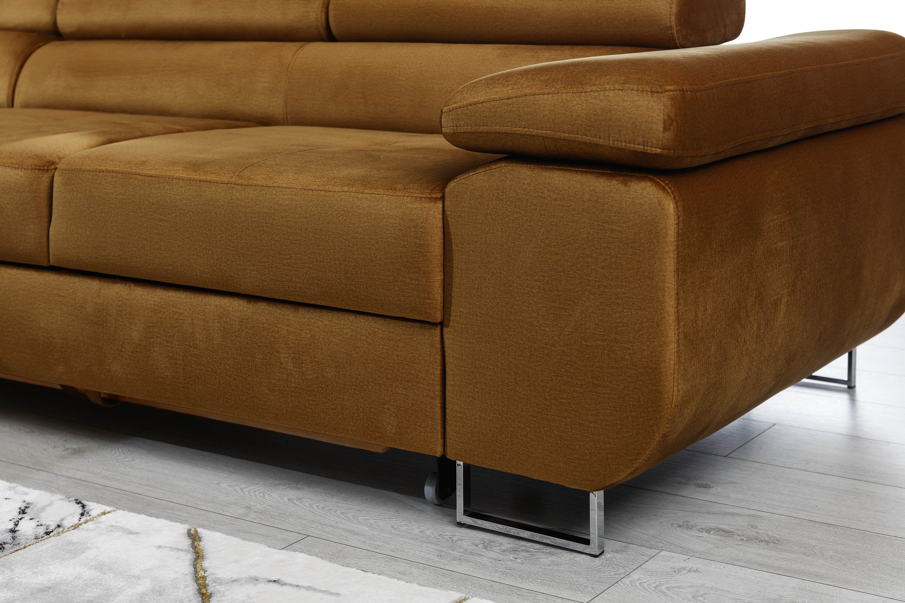 Coltar Extensibil Armandinio cu Lada de Depozitare, Sezlong pe Stanga, Tetiere Reglabile, Perne Incluse, l280xA205xH70-90 cm (6)