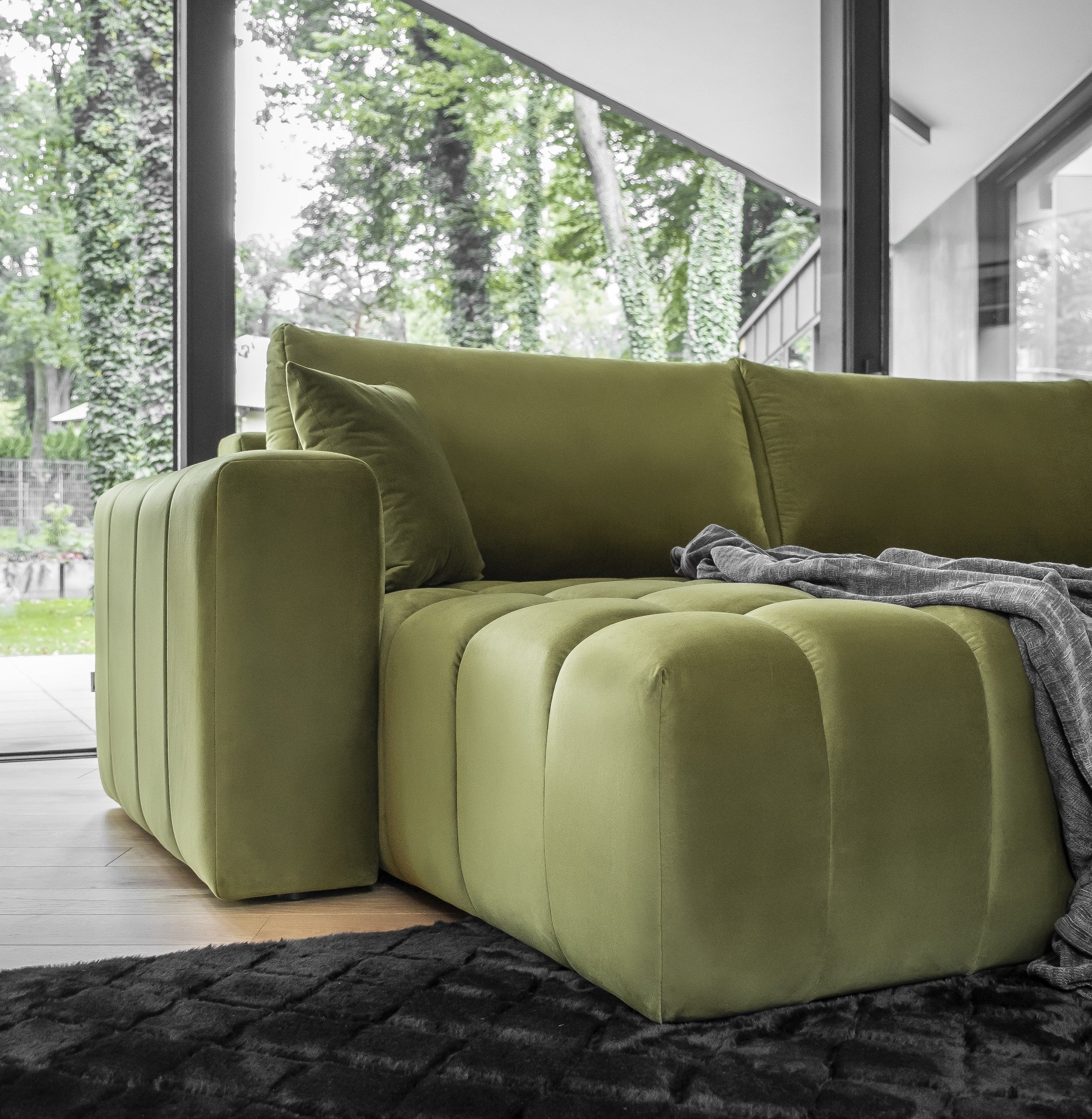 Coltar Extensibil Boni cu Lada de Depozitare, Sezlong pe Stanga, Perne Incluse, l350xA170xH85 cm (7)