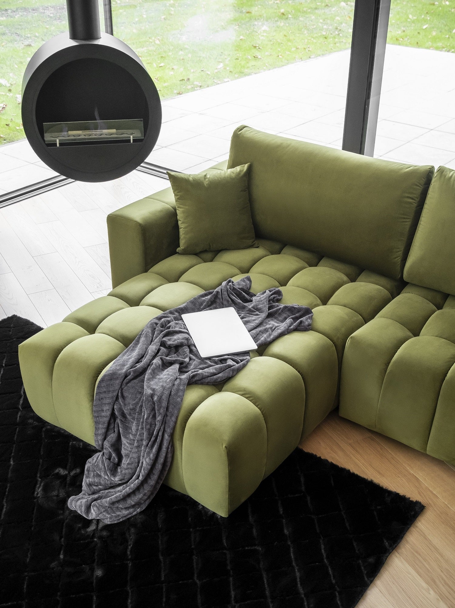 Coltar Extensibil Boni cu Lada de Depozitare, Sezlong pe Stanga, Perne Incluse, l350xA170xH85 cm (4)